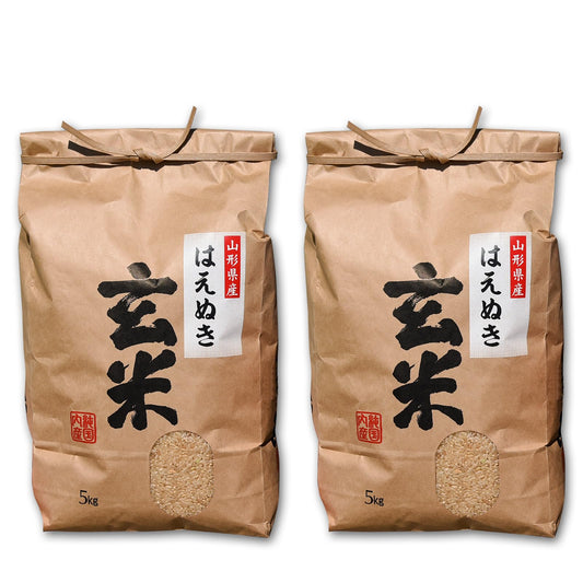 [ジオンジファーム]【令和7年産 】玄米 10kg 「はえぬき」(5kg×2袋) 【2025年10月頃から12月頃に順次発送予定】山形県寒河江市 022-C-JF006-R7
