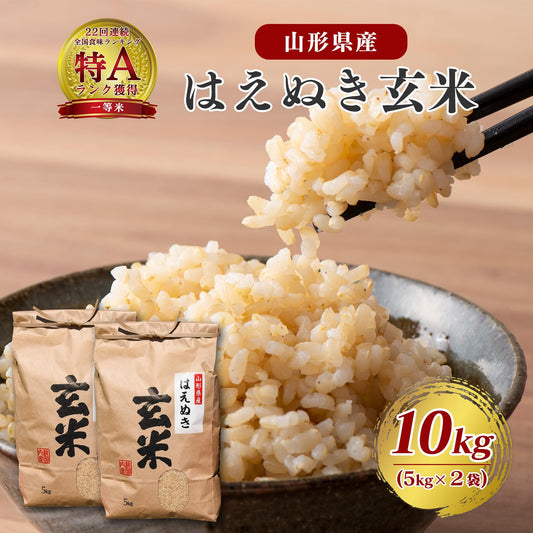 [ジオンジファーム]【令和7年産 】玄米 10kg 「はえぬき」(5kg×2袋) 【2025年10月頃から12月頃に順次発送予定】山形県寒河江市 022-C-JF006-R7